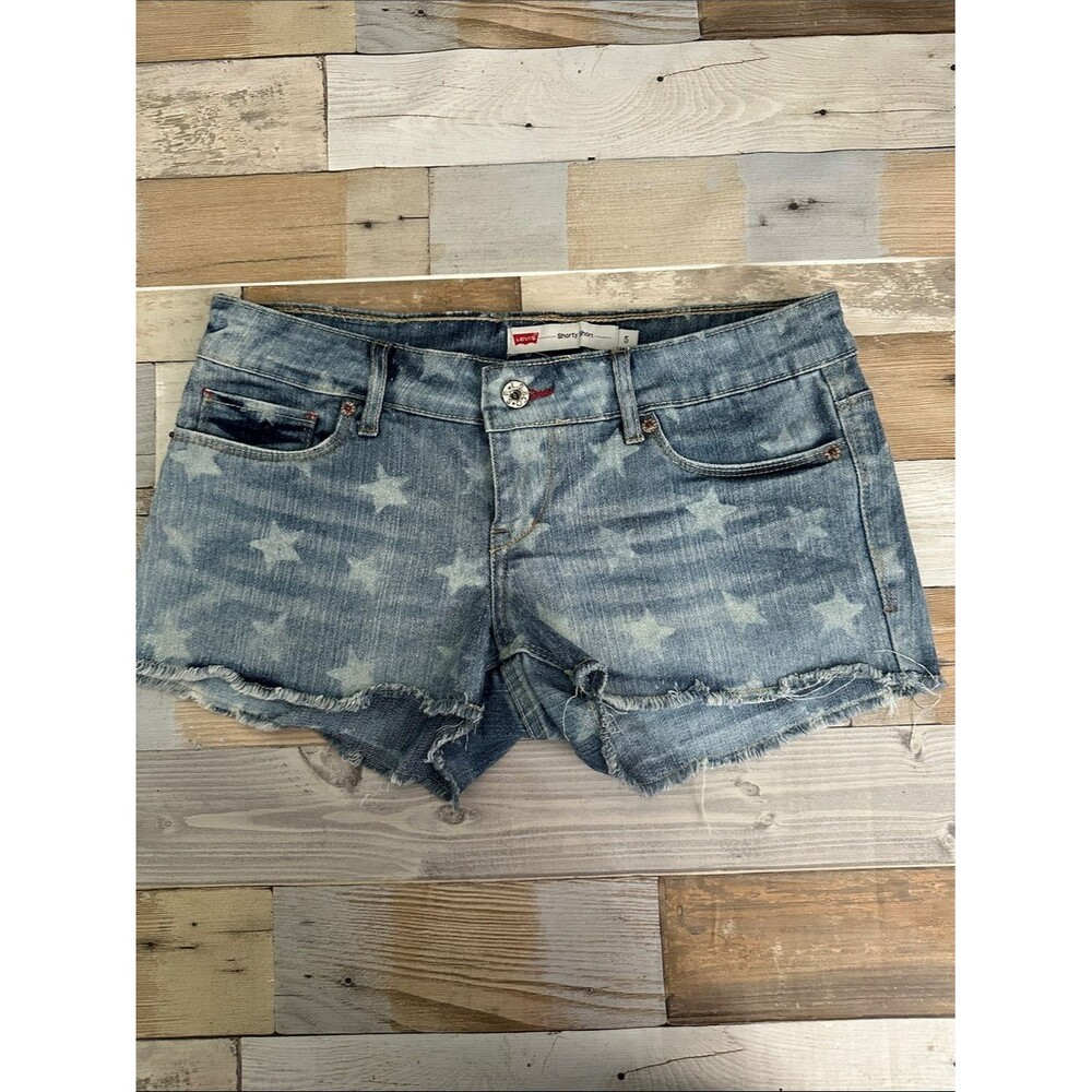 Levi's Light Blue Star-Print Denim Cutoff Shorts VTG